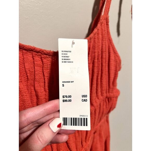 NWT Urban Outfitters Orange Gauze Tie Strap Wide Leg Jumpsuit 100% Cotton Small - Picture 6 of 11